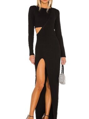 Atoir Black Long Sleeve Cutout Maxi Time Stands Still Dress